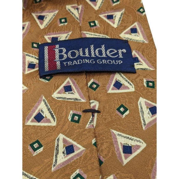 Boulder Trading Group Men’s Neck Tie 100% Silk Abstract Geometric Multicolor - Picture 2 of 5